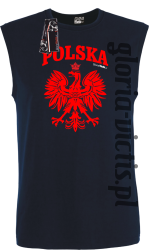 POLSKA herb Polski standard - Bezrękawnik męski - granatowy