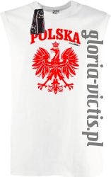 POLSKA herb Polski standard - Bezrękawnik męski - biały