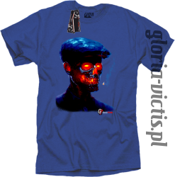 Fire Skull Smoking Gloria - Koszulka męska niebieska 