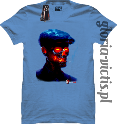 Fire Skull Smoking Gloria - Koszulka męska błękit 