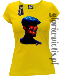 Fire Skull Smoking Gloria - Koszulka damska żółta 