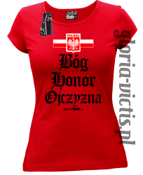 Bóg Honor Ojczyzna - Koszulka damska czerwona 