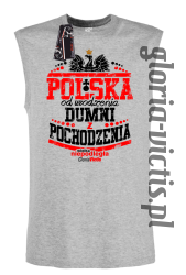 POLSKA od urodzenia dumni z pochodzenia - koszulka męska TOP melanż