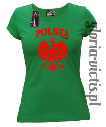 POLSKA herb Polski standard - Koszulka damska - zielony