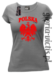 POLSKA herb Polski standard - Koszulka damska - szary