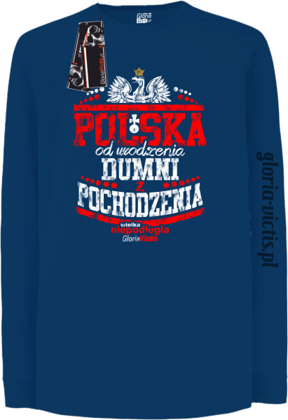 POLSKA od urodzenia dumni z pochodzenia - longsleeve dziecięcy niebieski royal