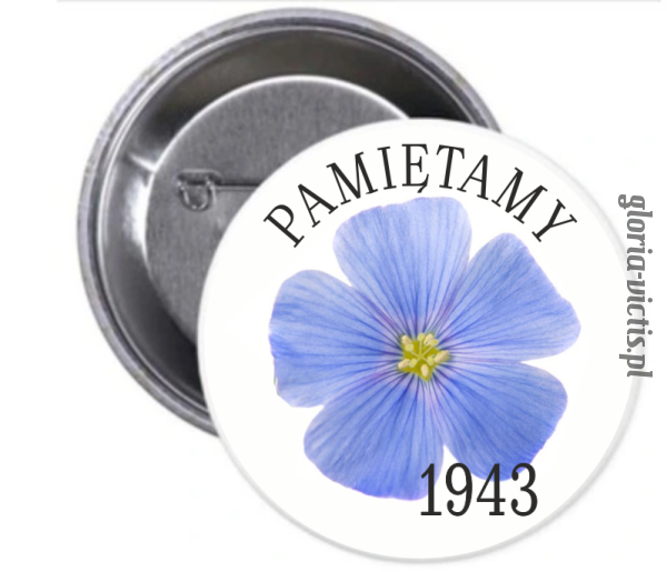 Kwiat Lnu Wołyń 1943 Pamiętamy  - przypinka / button