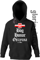 Bóg Honor Ojczyzna - Bluza dziecięca z kapturem czarna 