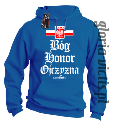 Bóg Honor Ojczyzna - Bluza męska z kapturem niebieska 