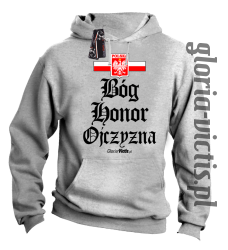 Bóg Honor Ojczyzna - Bluza męska z kapturem melanż 