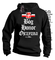 Bóg Honor Ojczyzna - Bluza męska z kapturem czarna 