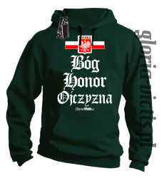 Bóg Honor Ojczyzna - Bluza męska z kapturem butelkowa 