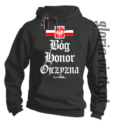 Bóg Honor Ojczyzna - Bluza męska z kapturem szara 