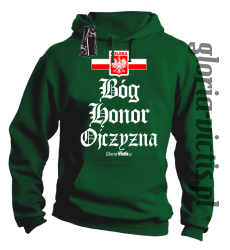 Bóg Honor Ojczyzna - Bluza męska z kapturem zielona 