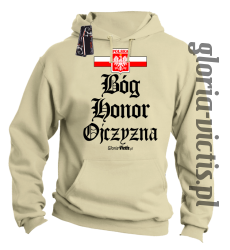 Bóg Honor Ojczyzna - Bluza męska z kapturem beżowa 