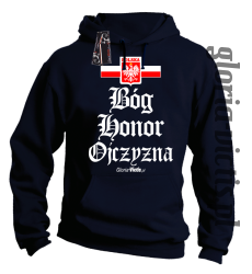 Bóg Honor Ojczyzna - Bluza męska z kapturem granat