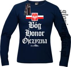 Bóg Honor Ojczyzna - Longsleeve męski granat