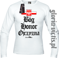 Bóg Honor Ojczyzna - Longsleeve męski biały 