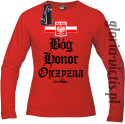 Bóg Honor Ojczyzna - Longsleeve męski czerwony 