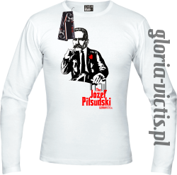 The Józef Piłsudski Modern Style - longsleeve męski - Biały