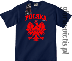 POLSKA herb Polski standard - Koszulka dziecięca - granatowy