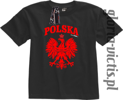 POLSKA herb Polski standard - Koszulka dziecięca - czarny