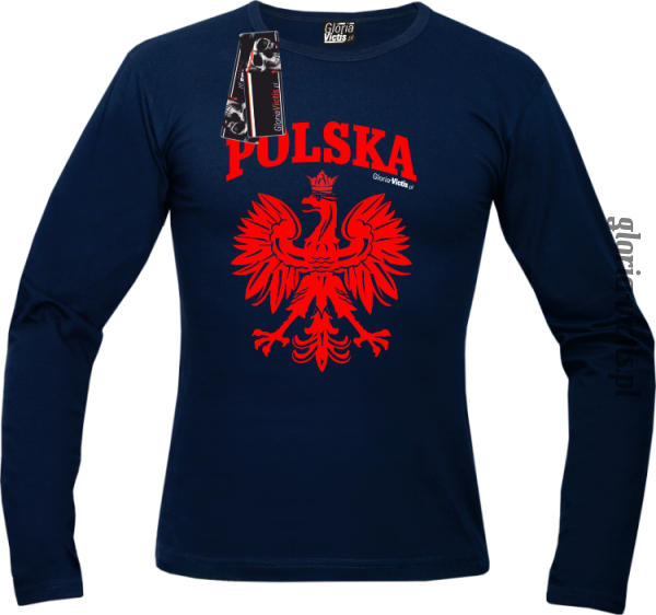 POLSKA herb Polski standard - Longsleeve męski - granatowy