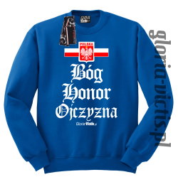 Bóg Honor Ojczyzna - Bluza męska standard bez kaptura niebieska 