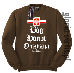 Bóg Honor Ojczyzna - Bluza męska standard bez kaptura brąz 