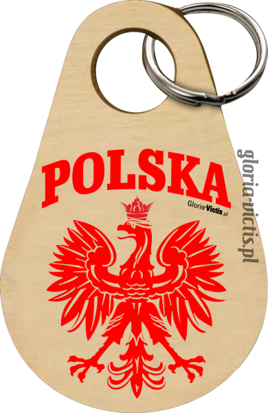 POLSKA herb Polski standard - Breloczek drewniany 