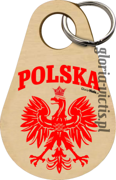 POLSKA herb Polski standard - Breloczek drewniany 