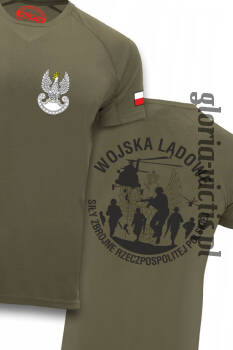 Wojska Lądowe SIŁY ZBROJNE Rzeczpospolitej Polskiej + 2 rękawki Flaga - koszulka wojskowa męska 