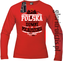 POLSKA od urodzenia dumni z pochodzenia - longsleeve męski  czerwony red