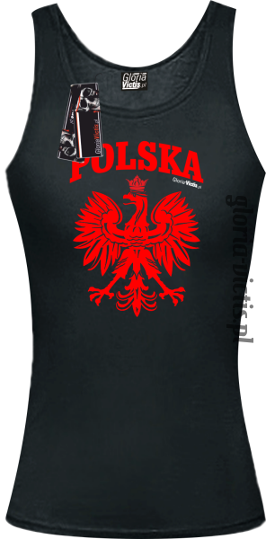 POLSKA herb Polski standard - Koszulka damska TOP - czarny