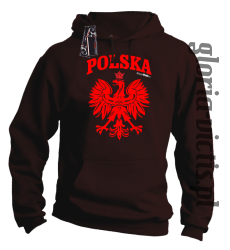 POLSKA herb Polski standard - Bluza męska z kapturem - brązowy