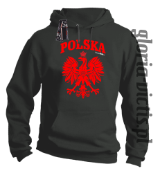 POLSKA herb Polski standard - Bluza męska z kapturem - szary