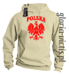 POLSKA herb Polski standard - Bluza męska z kapturem - beżowy