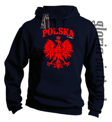 POLSKA herb Polski standard - Bluza męska z kapturem - granatowy