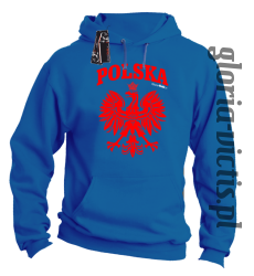 POLSKA herb Polski standard - Bluza męska z kapturem - niebieski