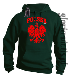 POLSKA herb Polski standard - Bluza męska z kapturem - butelkowy
