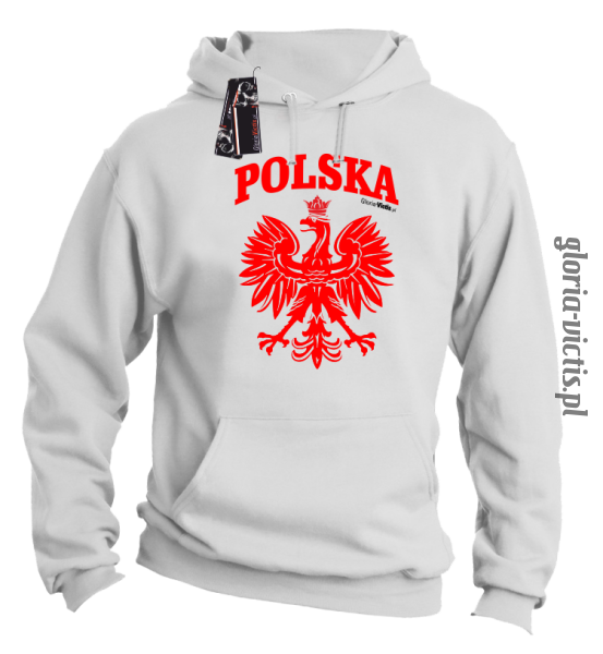 POLSKA herb Polski standard - Bluza męska z kapturem - biały