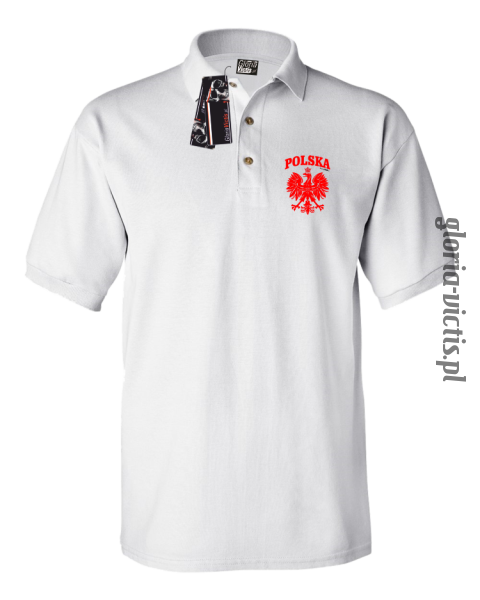 POLSKA herb Polski standard - Koszulka męska POLO - biały
