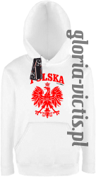 POLSKA herb Polski standard - bluza dziecięca z kapturem - biały