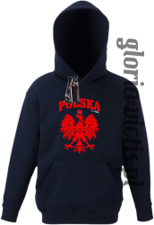 POLSKA herb Polski standard - bluza dziecięca z kapturem - granatowy