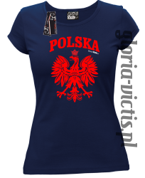 POLSKA herb Polski standard - Koszulka damska - granatowy