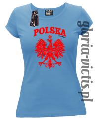 POLSKA herb Polski standard - Koszulka damska - błękitny