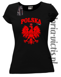 POLSKA herb Polski standard - Koszulka damska - czarny