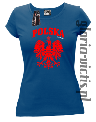POLSKA herb Polski standard - Koszulka damska - niebieski