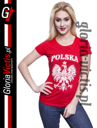 POLSKA herb Polski standard - Koszulka damska czerwona reprezentacyjna