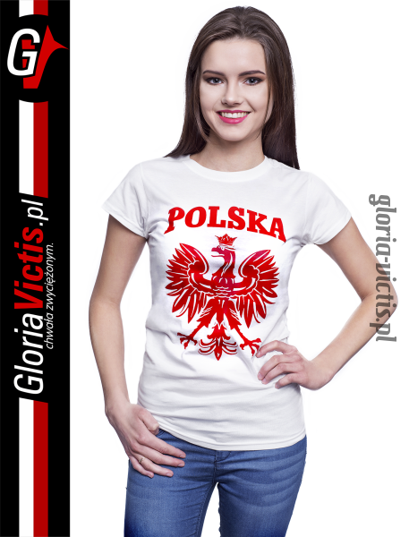 POLSKA herb Polski standard - Koszulka damska biała koszulki